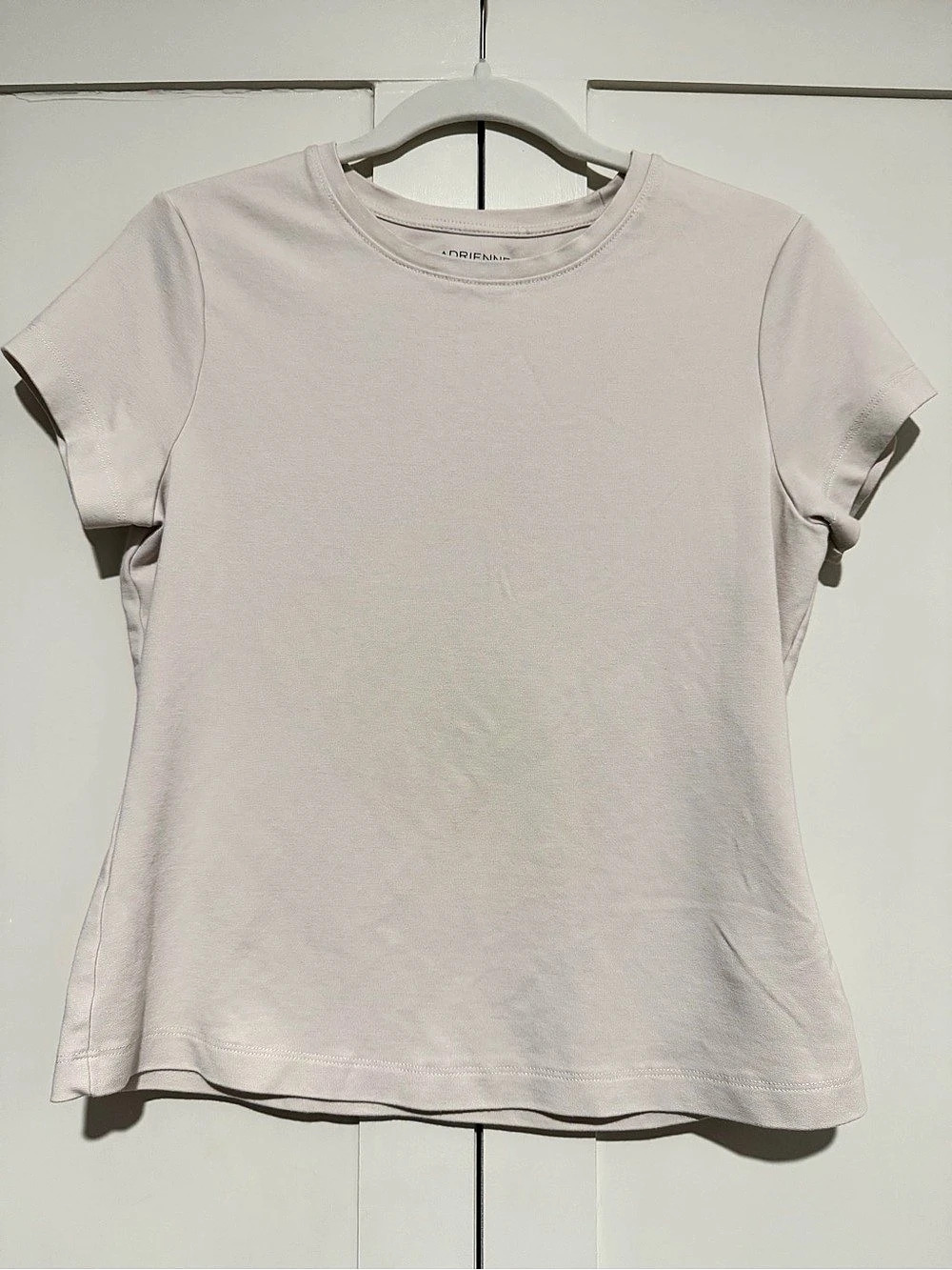 Adrienne Vittadini Ponte Short Sleeve Top in cream Size Medium